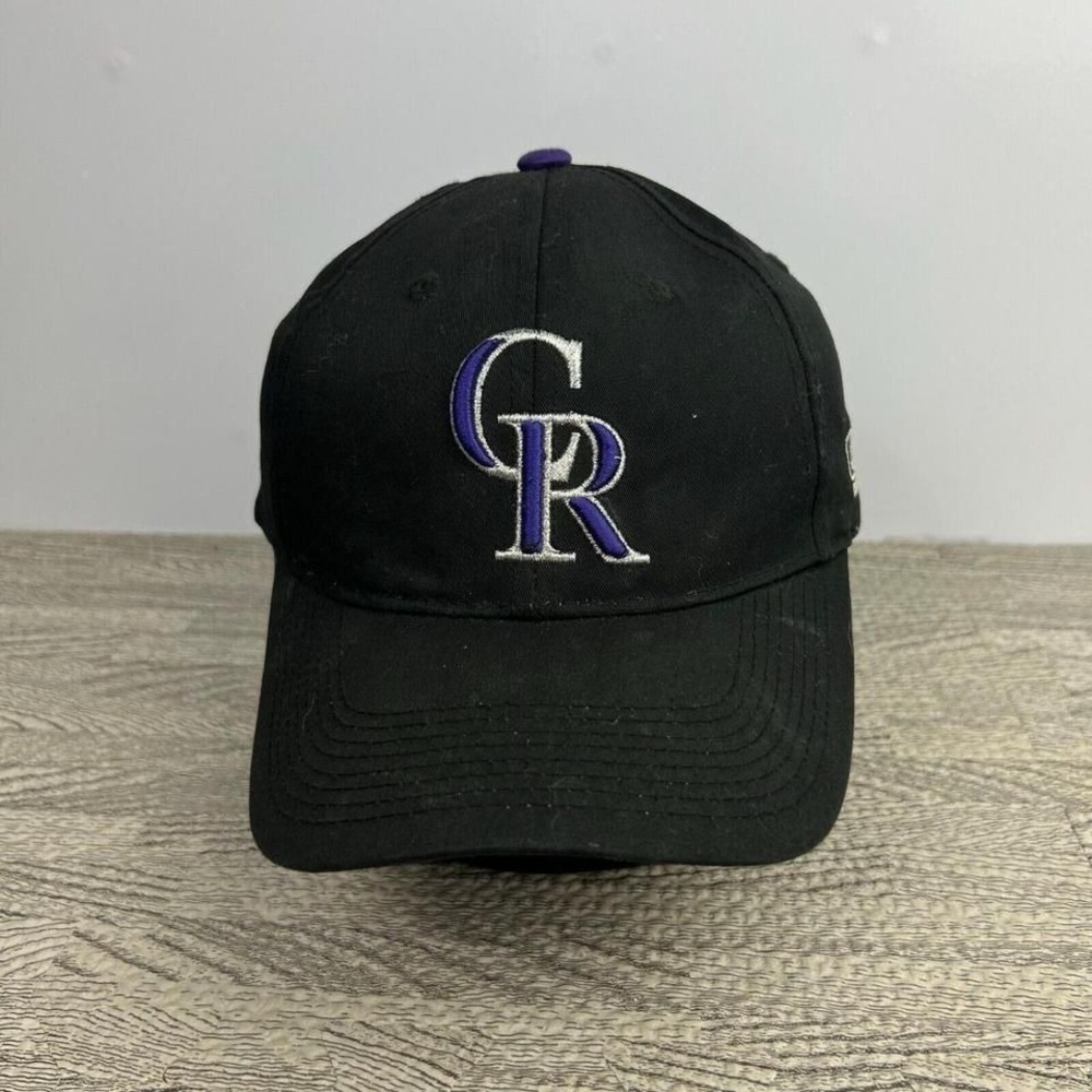 Vintage Y2K Colorado Rockies Hat Cap Strap Back Black MLB Baseball